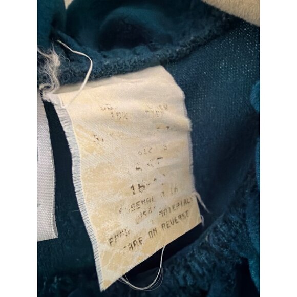 Gilligan & OMalley Teal Long-Sleeve Velour Nightgown  Ruffled Collar & Cuffs 16 - Picture 4 of 5